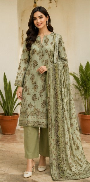 Five Star Summer Lawn 3 Piece Suit – Printed Shirt, Dupatta & Plain Trouser