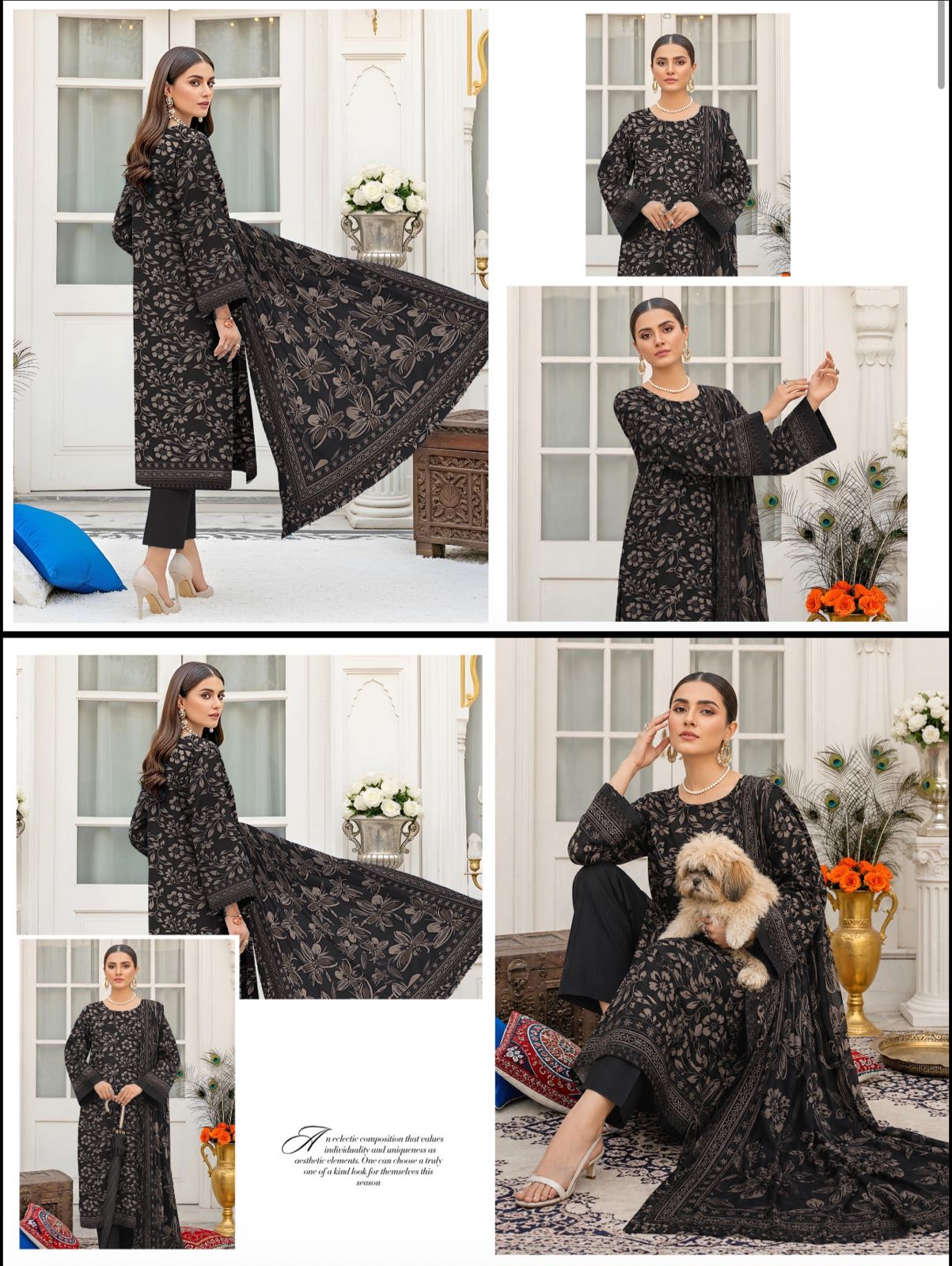 Premium Printed Lawn Suit with Plain Trouser (Special Black)