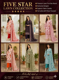 Five Star Summer Lawn 3 Piece Suit – Printed Shirt, Dupatta & Plain Trouser